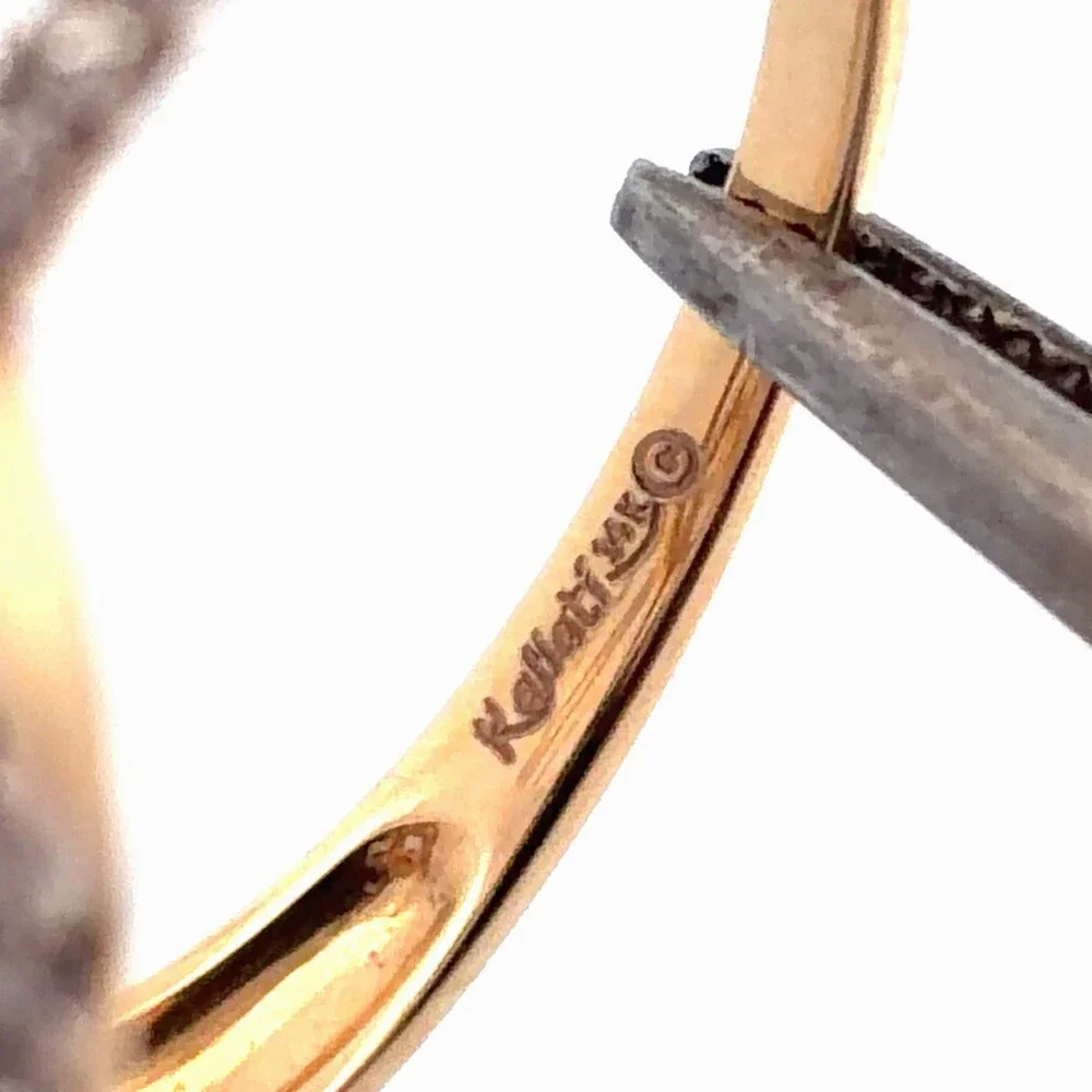 Designer Kallati 14K Yellow Gold Coco & White Diamond Floral Open Swirl Ring